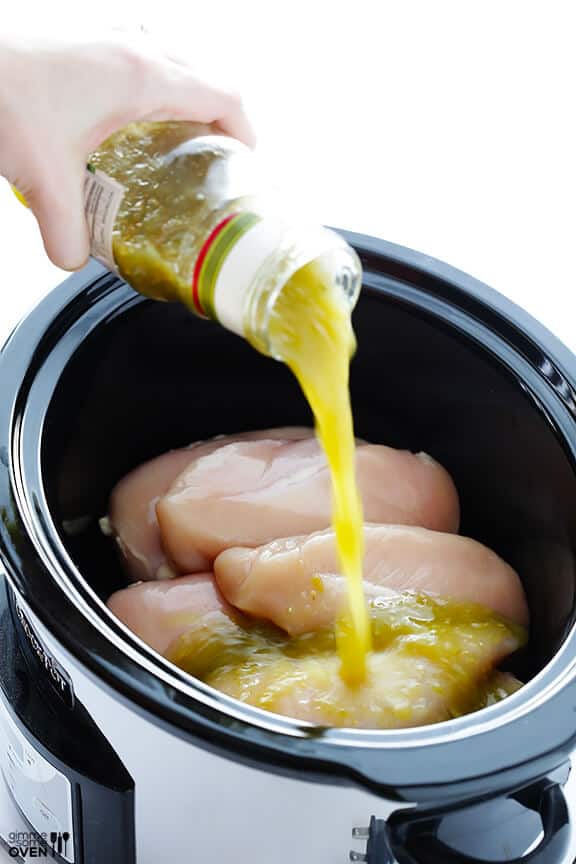 4-Ingredient Slow Cooker Salsa Verde Chicken | gimmesomeoven.com #recipe 4-Ingredient Slow Cooker Salsa Verde Chicken | gimmesomeoven.com #recipe