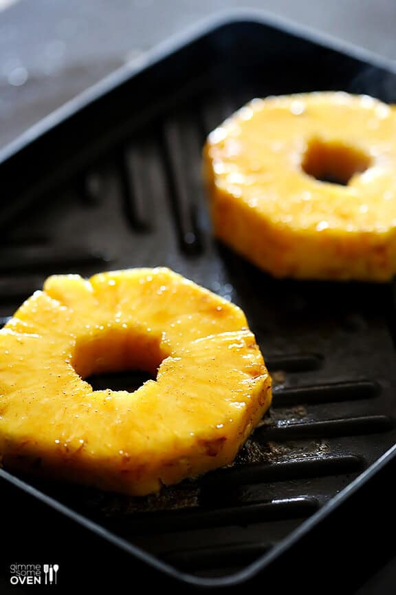 Easy Rum-Soaked Grilled Pineapple -- this is a flameless and delicious take on "pineapple foster", and it's a definite crowd-pleaser! | gimmesomeoven.com #dessert Easy Rum-Soaked Grilled Pineapple -- this is a flameless and delicious take on "pineapple foster", and it's a definite crowd-pleaser! | gimmesomeoven.com #dessert