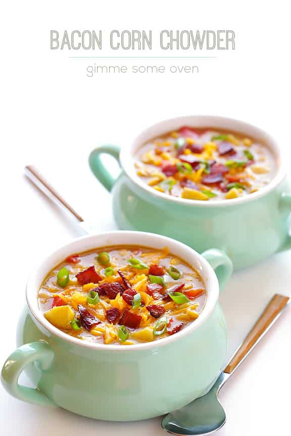 Bacon Corn Chowder | gimmesomeoven.com #soup #recipe Bacon Corn Chowder | gimmesomeoven.com #soup #recipe