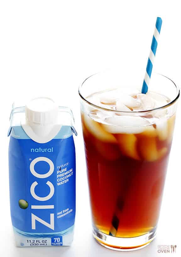Coconut Water Iced Coffee -- delicious cold brew coffee is naturally sweetened with the delicious taste and hydrating benefits of coconut water | gimmesomeoven.com #vegan #glutenfree Coconut Water Iced Coffee -- delicious cold brew coffee is naturally sweetened with the delicious taste and hydrating benefits of coconut water | gimmesomeoven.com #vegan #glutenfree