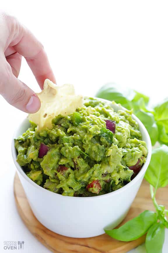 Italian Guacamole -- fresh basil is the rockstar of this delicious twist on classic guacamole | gimmesomeoven.com #appetizer #dip #glutenfree #vegan Italian Guacamole -- fresh basil is the rockstar of this delicious twist on classic guacamole | gimmesomeoven.com #appetizer #dip #glutenfree #vegan