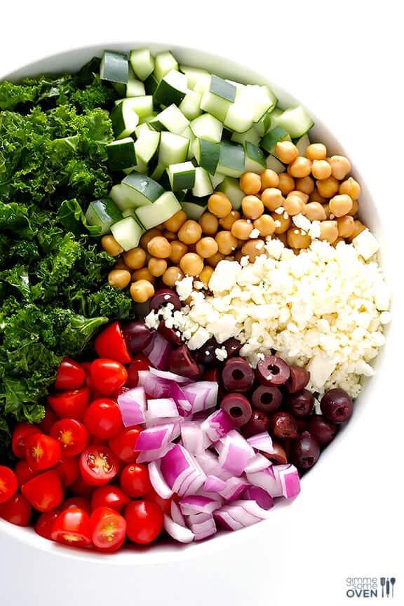 Chopped Kale Greek Salad | gimmesomeoven.com Chopped Kale Greek Salad | gimmesomeoven.com
