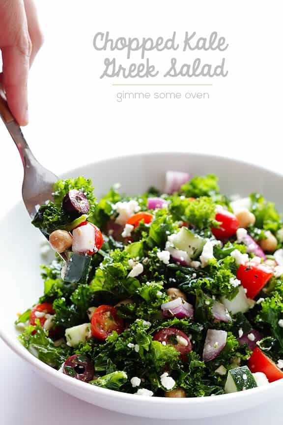 Chopped Kale Greek Salad | gimmesomeoven.com Chopped Kale Greek Salad | gimmesomeoven.com