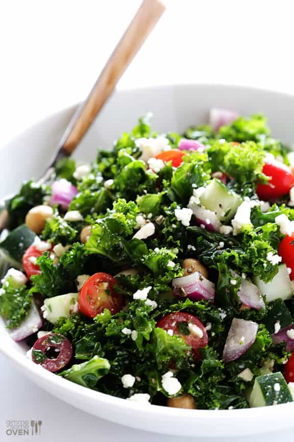 Chopped Kale Greek Salad | gimmesomeoven.com Chopped Kale Greek Salad | gimmesomeoven.com
