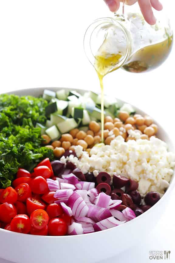 Chopped Kale Greek Salad | gimmesomeoven.com Chopped Kale Greek Salad | gimmesomeoven.com