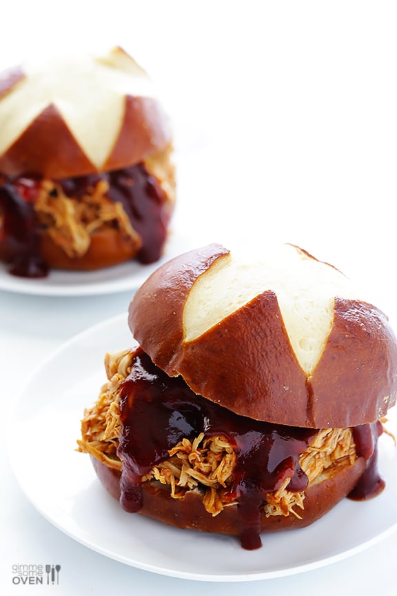 2-Ingredient Slow Cooker BBQ Shredded Chicken | gimmesomeoven.com #crockpot #slowcooker 2-Ingredient Slow Cooker BBQ Shredded Chicken | gimmesomeoven.com #crockpot #slowcooker