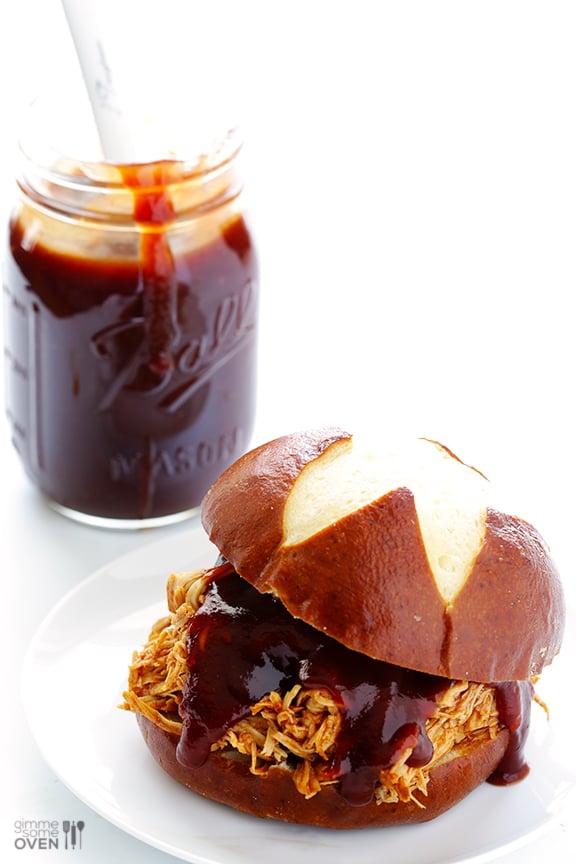 2-Ingredient Slow Cooker BBQ Shredded Chicken | gimmesomeoven.com #crockpot #slowcooker 2-Ingredient Slow Cooker BBQ Shredded Chicken | gimmesomeoven.com #crockpot #slowcooker