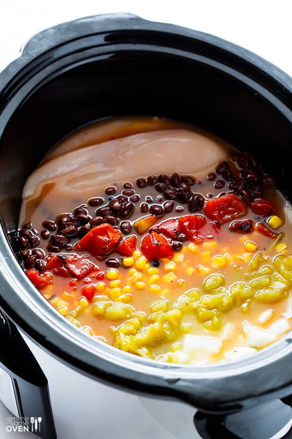 Slow Cooker Chicken Enchilada Soup | gimmesomeoven.com #crockpot Slow Cooker Chicken Enchilada Soup | gimmesomeoven.com #crockpot