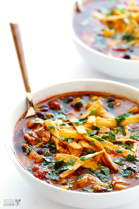 Slow Cooker Chicken Enchilada Soup | gimmesomeoven.com Slow Cooker Chicken Enchilada Soup | gimmesomeoven.com