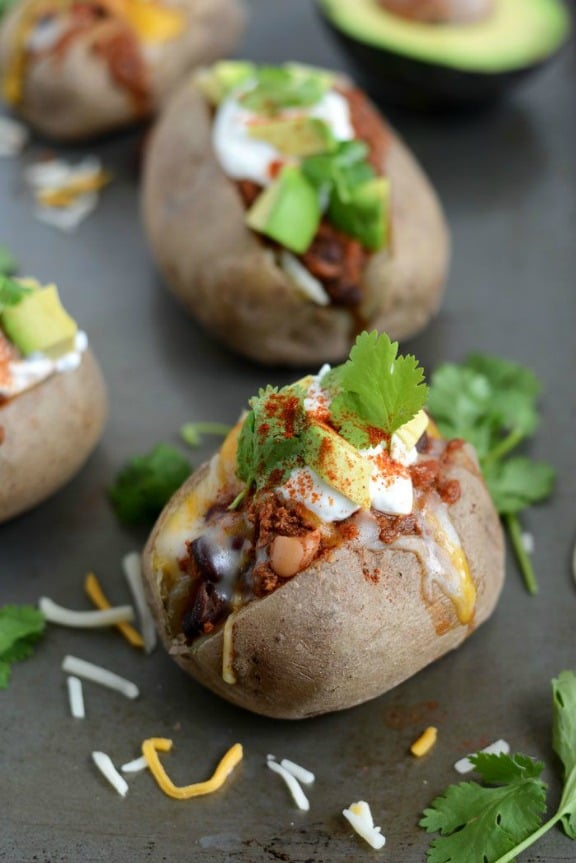 Crock-Pot Three Bean Turkey Chili Baked Potatoes | fitfoodiefinds.com Crock-Pot Three Bean Turkey Chili Baked Potatoes | fitfoodiefinds.com