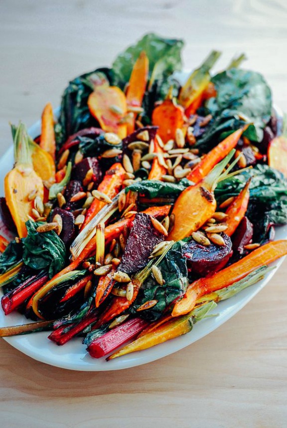 Roasted Vegetable Salad with Garlic Dressing and Toasted Pepitas | brooklynsupper.net Roasted Vegetable Salad with Garlic Dressing and Toasted Pepitas | brooklynsupper.net