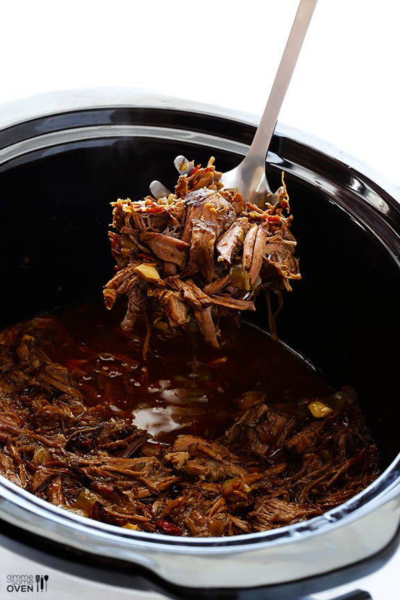 Barbacoa Beef -- tender, flavorful, and made extra easy in the slow cooker | gimmesomeoven.com #crockpot #slowcooker Barbacoa Beef -- tender, flavorful, and made extra easy in the slow cooker | gimmesomeoven.com #crockpot #slowcooker