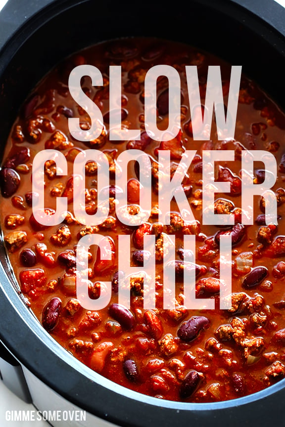 Classic Slow Cooker Chili -- super easy to make, and SO GOOD! | gimmesomeoven.com #soup #fall #gameday Classic Slow Cooker Chili -- super easy to make, and SO GOOD! | gimmesomeoven.com #soup #fall #gameday