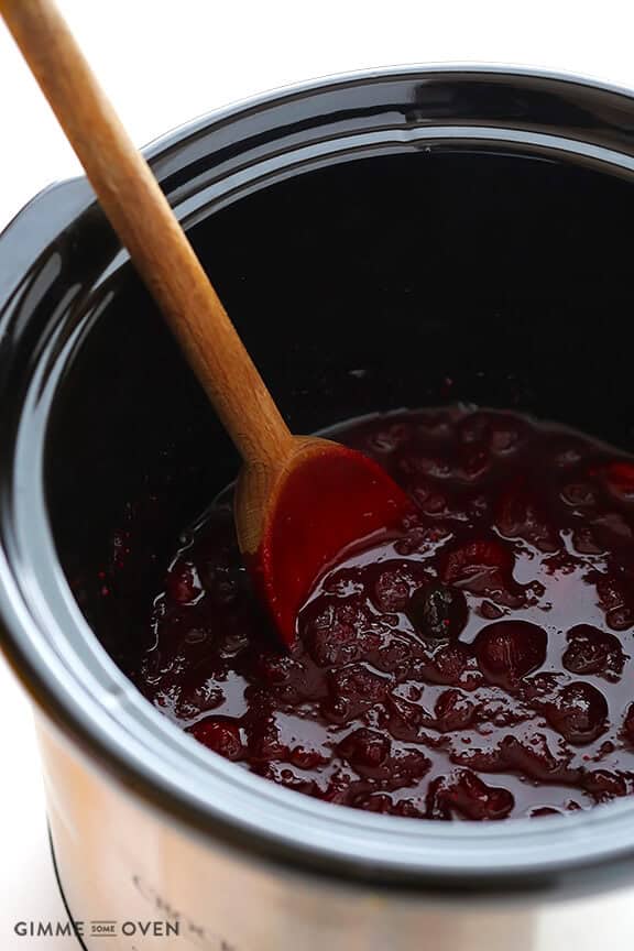 Slow Cooker Cranberry Sauce Recipe -- the classic sauce you love, lightly sweetened, and made super easy in the #slowcooker! | gimmesomeoven.com #crockpot