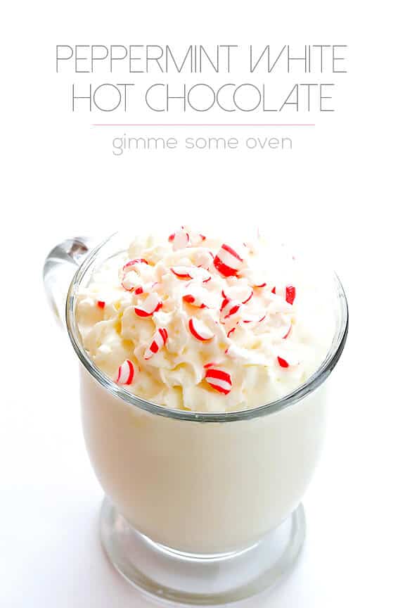 Peppermint White Hot Chocolate | gimmesomeoven.com