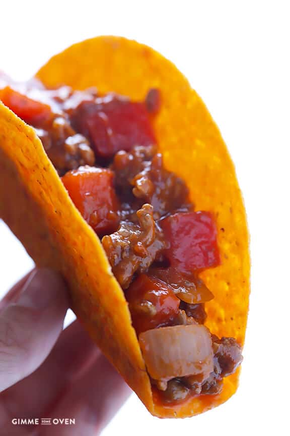 Sloppy Joe Tacos | gimmesomeoven.com
