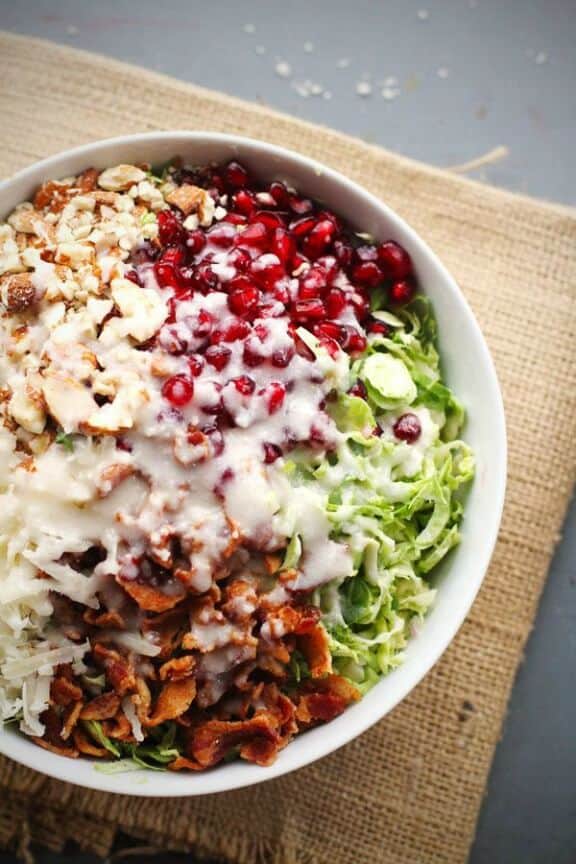 Chopped Brussels Sprouts Salad with Creamy Shallot Dressing | pinchofyum.com