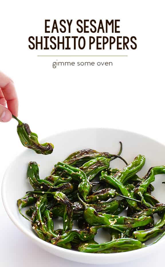 Easy Sesame Shishito Peppers Recipe | gimmesomeoven.com