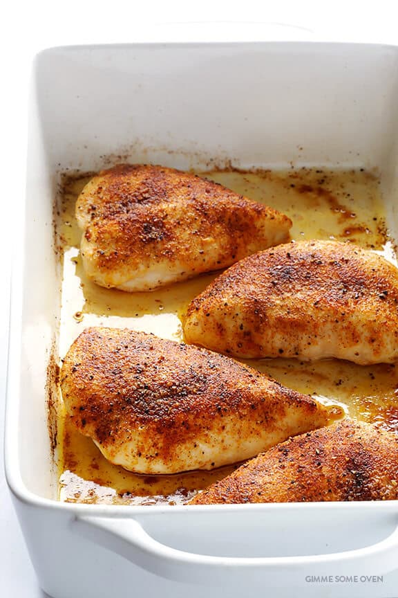 Learn how to make the PERFECT baked chicken breasts -- delicious, juicy, tender, and fool-proof! | gimmesomeoven.com