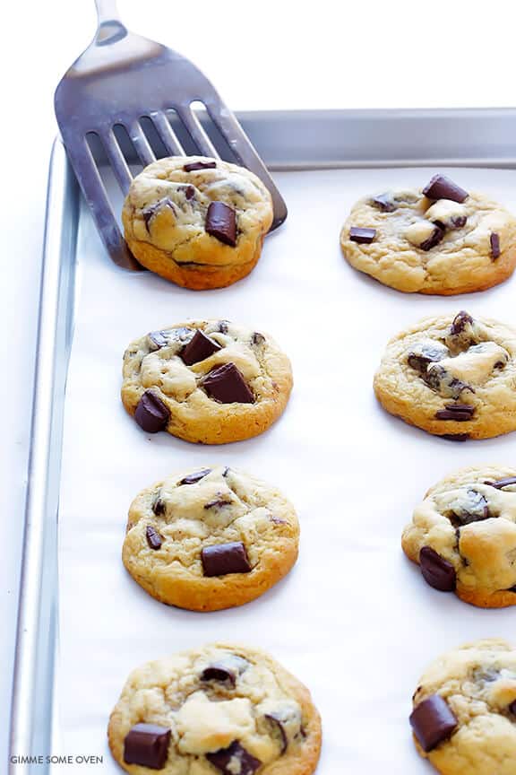 Bourbon Chocolate Chip Cookies -- soft, chewy, and made extra delicious with a hint of bourbon | gimmesomeoven.com