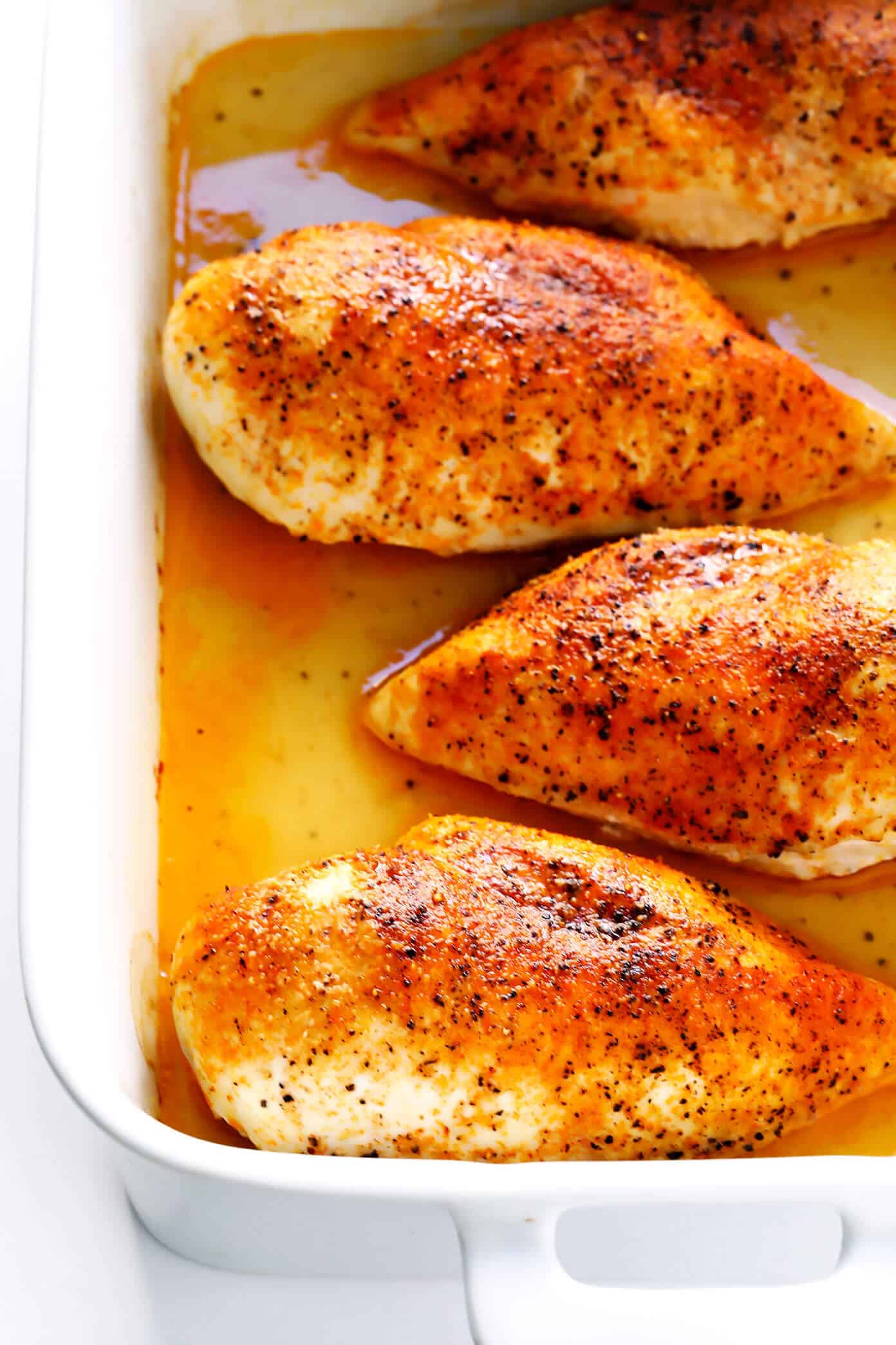 Learn how to make PERFECTLY baked chicken breasts -- delicious, juicy, tender, and fool-proof! Perfect for easy dinners, meal prep, or freezing for later. | gimmesomeoven.com #chicken #breast #dinner #mealprep #glutenfree #healthy #recipe Baked Chicken Breasts Recipe