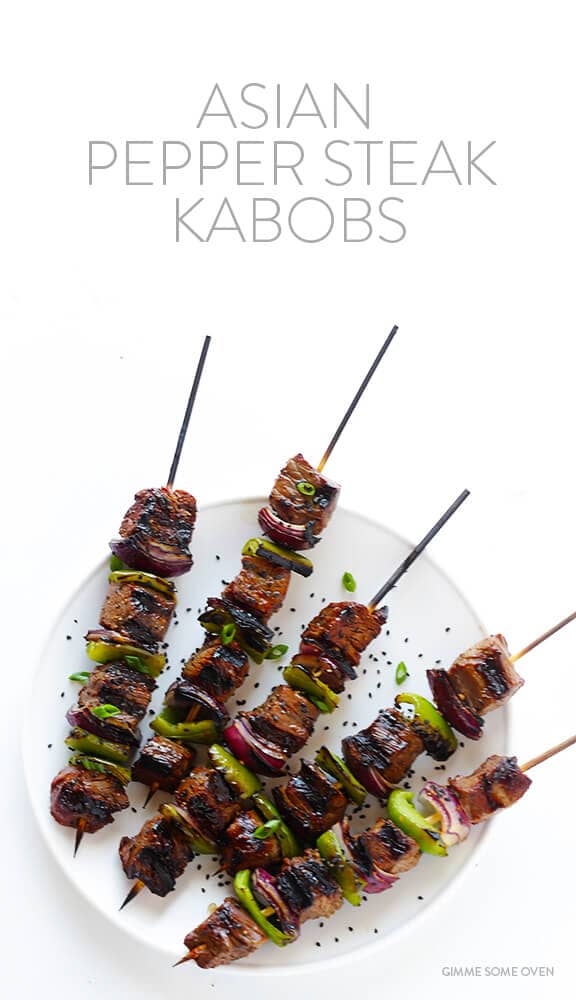 Asian Pepper Steak Kabobs | gimmesomeoven.com