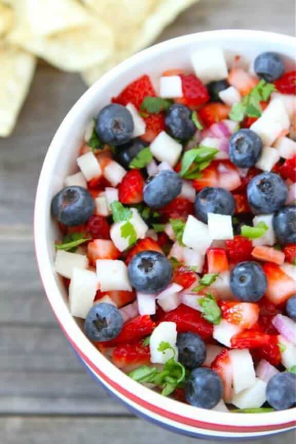 Blueberry, Strawberry & Jicama Salsa | twopeasandtheirpod.com