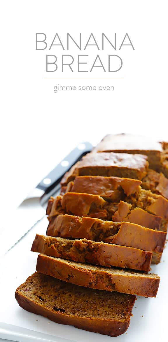 This banana bread recipe is naturally-sweetened with maple syrup, easy to make, and SO moist and delicious | gimmesomeoven.com
