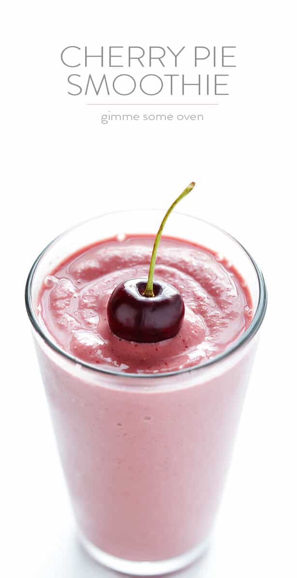 Cherry Pie Smoothie -- full of protein, easy to make, and it tastes like the pie that inspired it! | gimmesomeoven.com