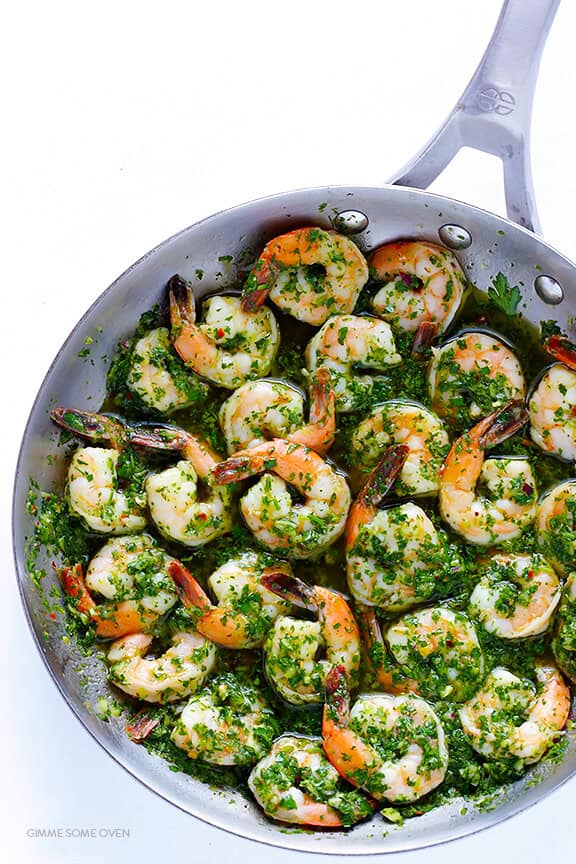 Chimichurri Shrimp -- full of the BEST fresh flavors, and ready to go in about 10 minutes! | gimmesomeoven.com