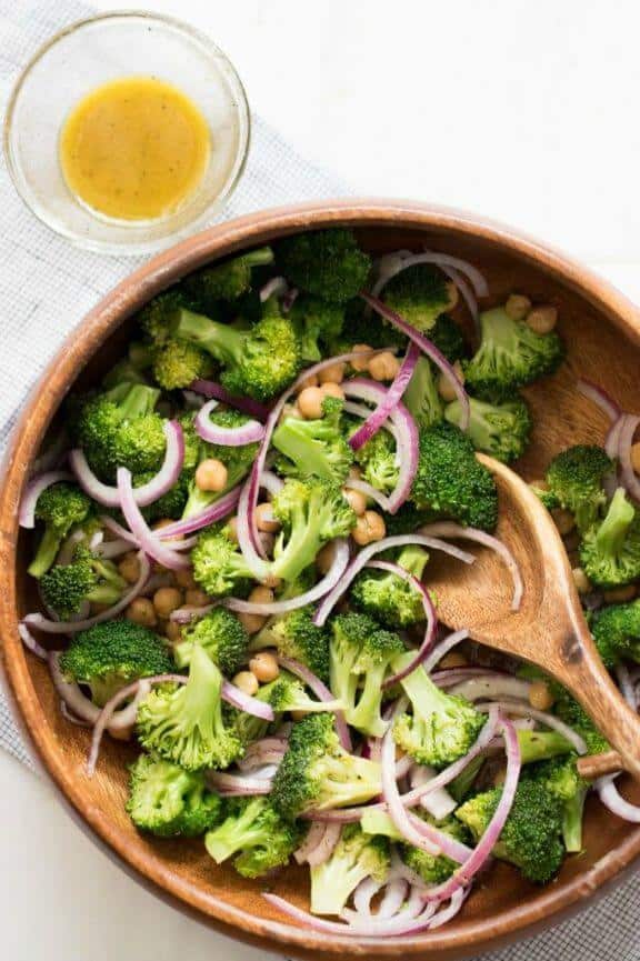 Chickpea Broccoli Salad with Dijon Maple Dressing | myplantbasedkitchen.com
