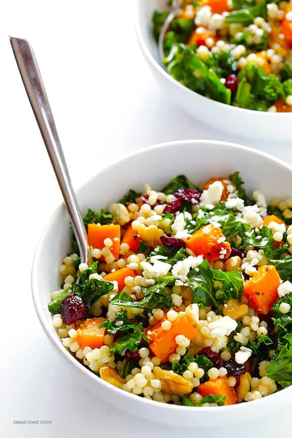 Roasted Butternut Squash, Kale and Cranberry Couscous -- a quick and easy meal that's so fresh and delicious! | gimmesomeoven.com