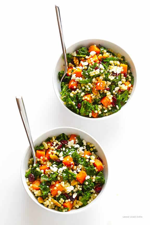 Roasted Butternut Squash, Kale and Cranberry Couscous -- a quick and easy meal that's so fresh and delicious! | gimmesomeoven.com