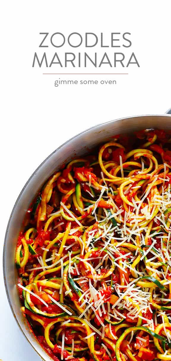 Zoodles Marinara (Zucchini Noodles with Chunky Tomato Sauce) -- easy to make, and SO delicious! | gimmesomeoven.com