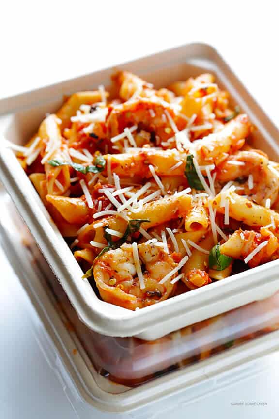 Shrimp Pasta with Creamy Tomato Basil Sauce -- simple to make, and so delicious and comforting | gimmesomeoven.com