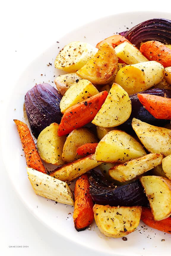 Roasted Root Vegetables -- super-easy to make, and extra delicious thanks to one secret ingredient | gimmesomeoven.com