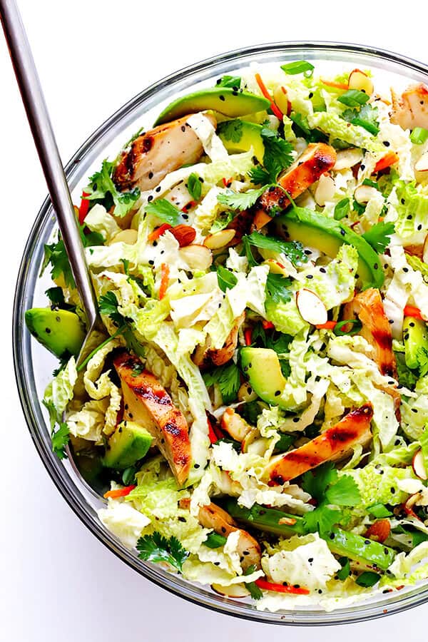 This Asian Chicken Chopped Salad recipe is quick and easy to make, packed with fresh ingredients and zesty chicken, and tossed with a heavenly creamy sesame ginger vinaigrette. So delicious!! | gimmesomeoven.com