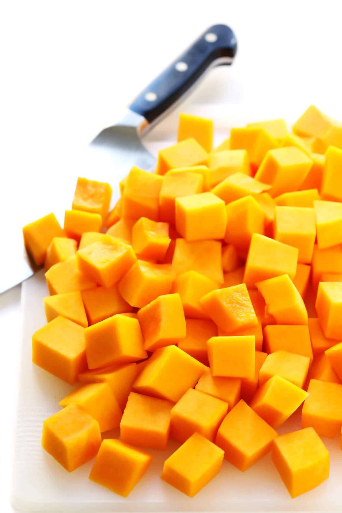 This easy roasted butternut squash recipe can be made with either diced or halved butternut squash. Plus, ideas for various seasonings that you are welcome to add too! | gimmesomeoven.com #roasted #butternut #squash #healthy #vegetable #side #thanksgiving #winter How To Cut Butternut Squash