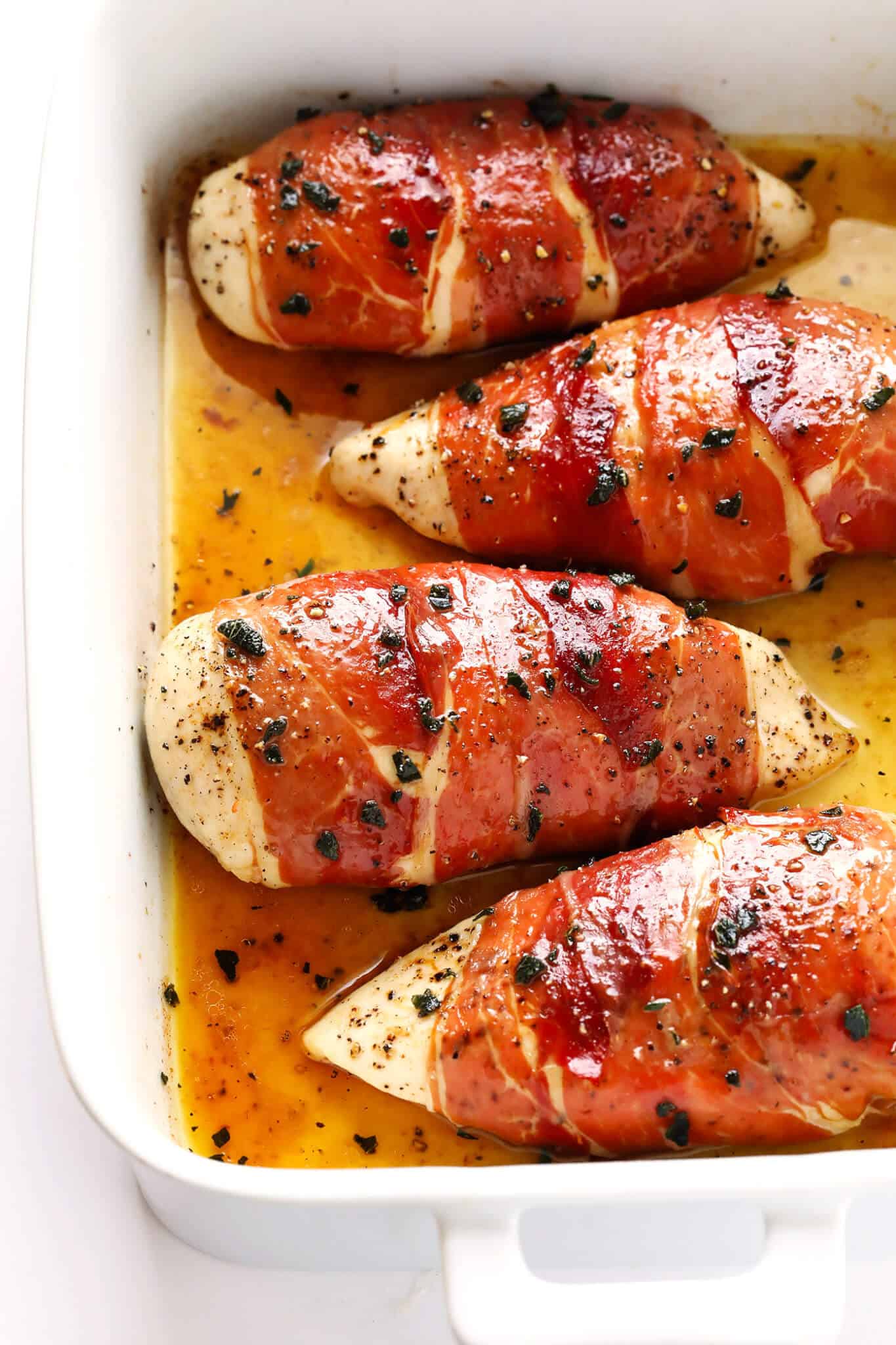 A delicious collection of chicken breast recipes from Gimme Some Oven. Prosciutto-Wrapped Baked Chicken Recipe