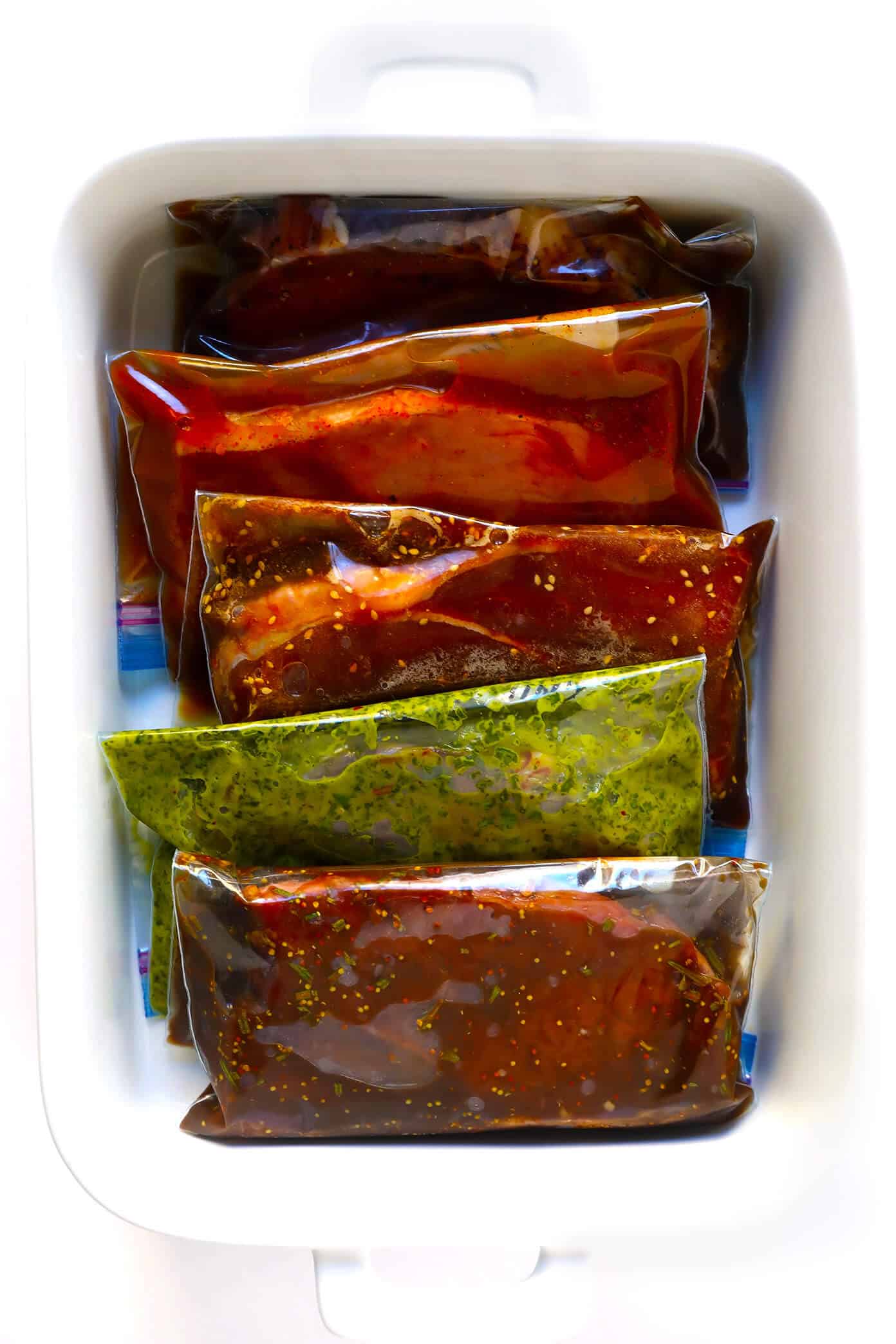 These 5 easy steak marinade recipes are simple to make, freezer-friendly, and totally dependable and delicious! Perfect for grilling, roasting, sautéing, slow cooking, meal prep, and more. Marinades include: Cold Brew Coffee, Fajita, Korean, Chimichurri and Balsamic Herb. | Gimme Some Oven #steakmarinade #steakrecipe #beefmarinades #howtocooksteak 5 Easy Steak Marinade Recipes