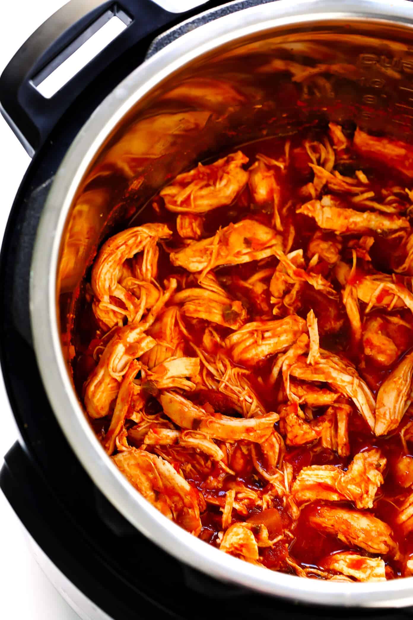 This 3-Ingredient Mexican Shredded Chicken recipe is full of great flavor, easy to make in the Instant Pot or Crock-Pot, and perfect for tacos, burritos, quesadillas, salads and more! | Gimme Some Oven #mexican #chicken #instantpot #crockpot #shredded #dinner #tacos How To Make Mexican Shredded Chicken in the Instant Pot or Crockpot