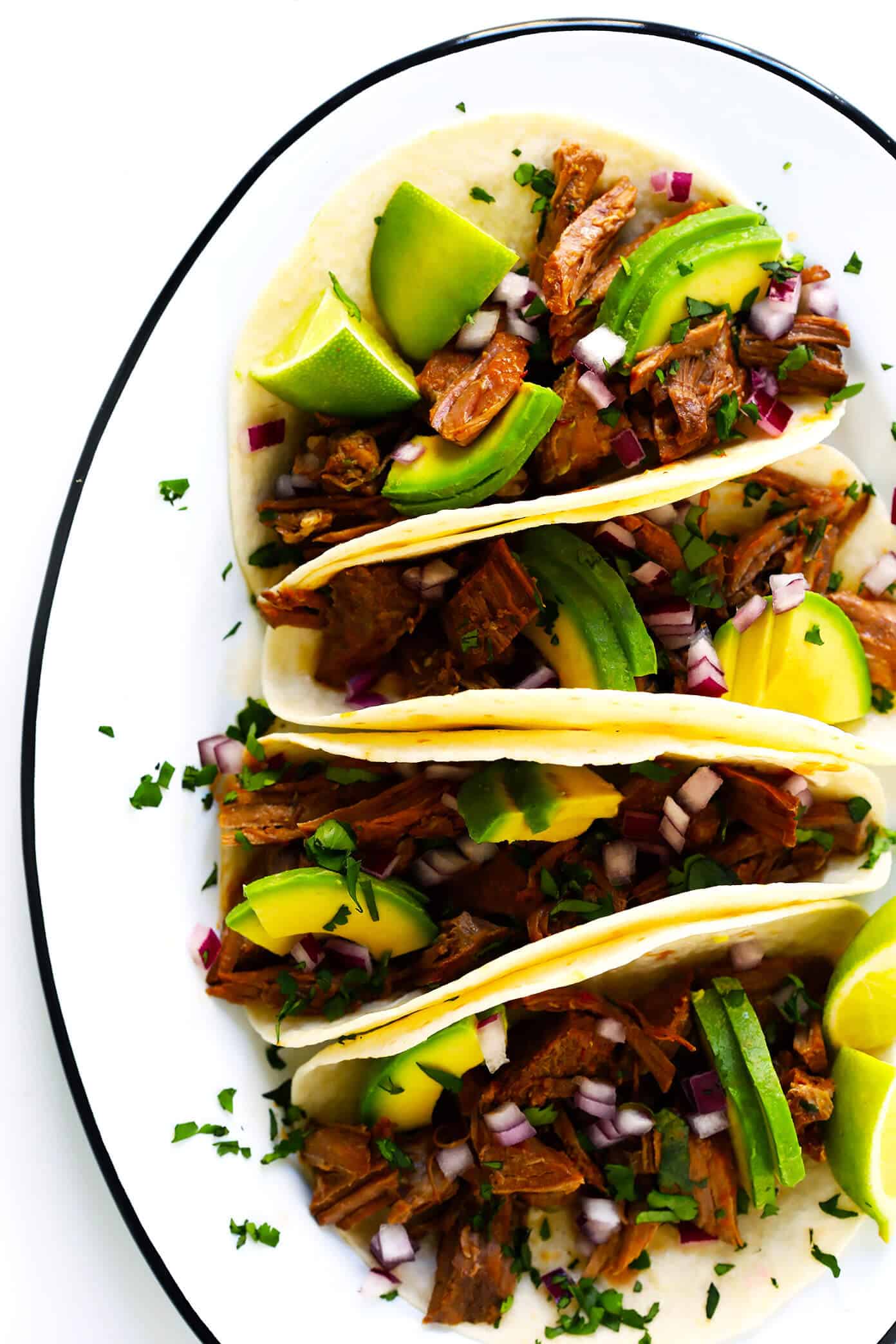 Love this Instant Pot Barbacoa Beef recipe! It's easy to make in the pressure cooker, full of big flavors, and perfect for tacos, burritos, salads, soups, quesadillas and more. | Gimme Some Oven #mexican #instantpot #barbacoa #cincodemayo #tacos #chipotle #recipe Instant Pot Barbacoa Beef Tacos