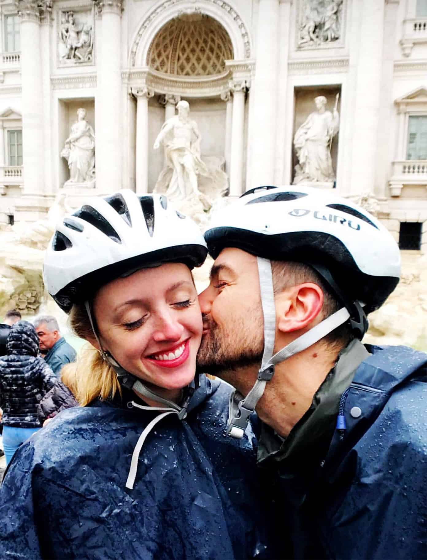 Our Weekend In Rome and Naples -- lots of travel recommendations on the best restaurants and what to eat, things to do, and where to stay in Roma. | Gimme Some Oven #rome #italy #travel #tips #restaurants Stopping by Trevi Fountain on our bike tour in Rome
