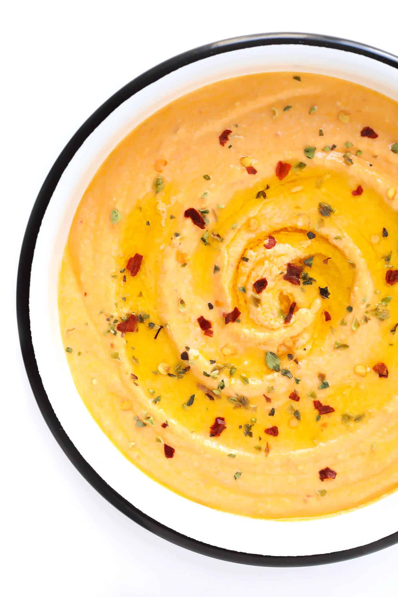 LOVE this Spicy Greek Feta Dip (Tirokafteri)! It's made with creamy feta cheese, roasted red peppers and garlic, and it's the perfect appetizer or snack. Serve it with bread, veggies, or whatever sounds good. | Gimme Some Oven #cheese #dip #appetizer #greek #spicy Tirokafteri Recipe (Spicy Greek Feta Dip)