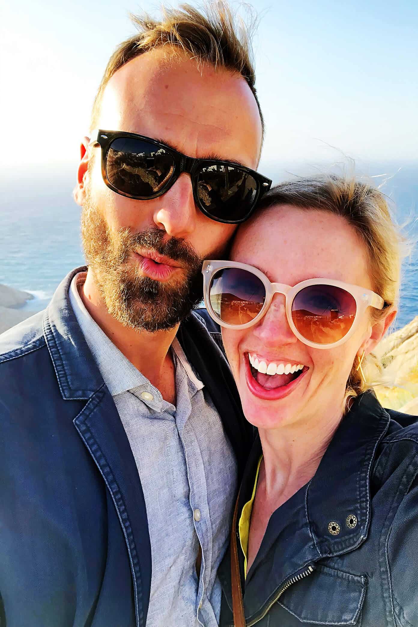 The Gimme Some Oven travel guide for restaurants to eat, hotels to stay and places to visit in Santorini, Greece. | Gimme Some Oven #santorini #greece #travel #traveltips #europe #vacation #islands #hotel #restaurant Ali and Barclay on Vacation in Santorini Greece