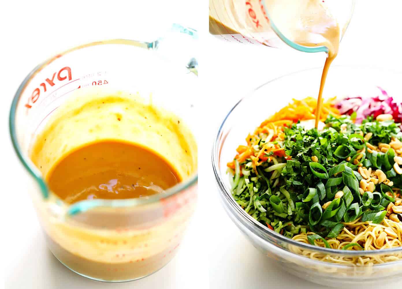 This Cold Sesame Peanut Noodles recipe is downright irresistible! It's made with the BEST peanut sauce recipe, it's easy to customize with your favorite noodles, veggies and proteins (chicken, beef, pork, shrimp or tofu would be great additions), and it's perfect for meal prep or served as an easy dinner recipe. | Gimme Some Oven #mealprep #dinner #noodles #peanutsauce #recipe Cold Sesame Peanut Noodles Ingredients -- Egg Noodles, Veggies and Peanut Sauce