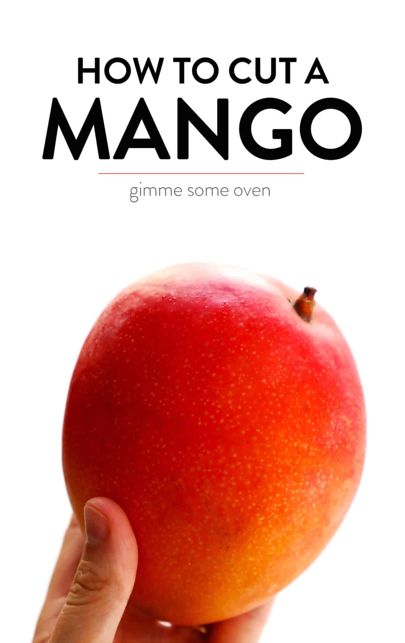 Learn how to cut a mango with this quick 1-minute video tutorial. Plus, tips on how to select and store a ripe mango, as well as my favorite fresh mango recipes. | Gimme Some Oven #mango #tutorial #howtocut #fruit #healthy #glutenfree #dessert How To Cut A Mango | Gimme Some Oven