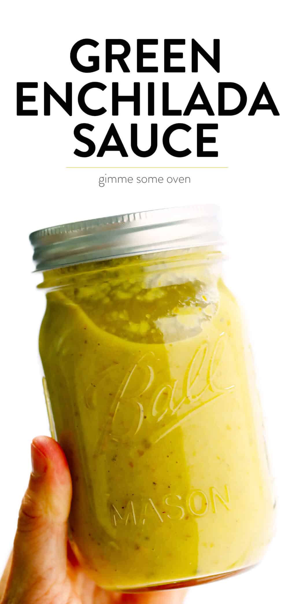 The BEST 15-Minute Green Enchilada Sauce recipe! It's quick and easy to make, naturally vegan, vegetarian and gluten-free, and made with lots and lots of (canned) green chiles. Perfect for chicken enchiladas verdes, chilaquiles, tacos, burritos, and other Mexican dinner favorites. Or feel free to just use it as a finishing sauce for chicken, steak, fish, roasted vegetables, or any other faves. | Gimme Some Oven #enchilada #sauce #chile #mexican #glutenfree #healthy #dinner #recipe Easy Green Enchilada Sauce Recipe