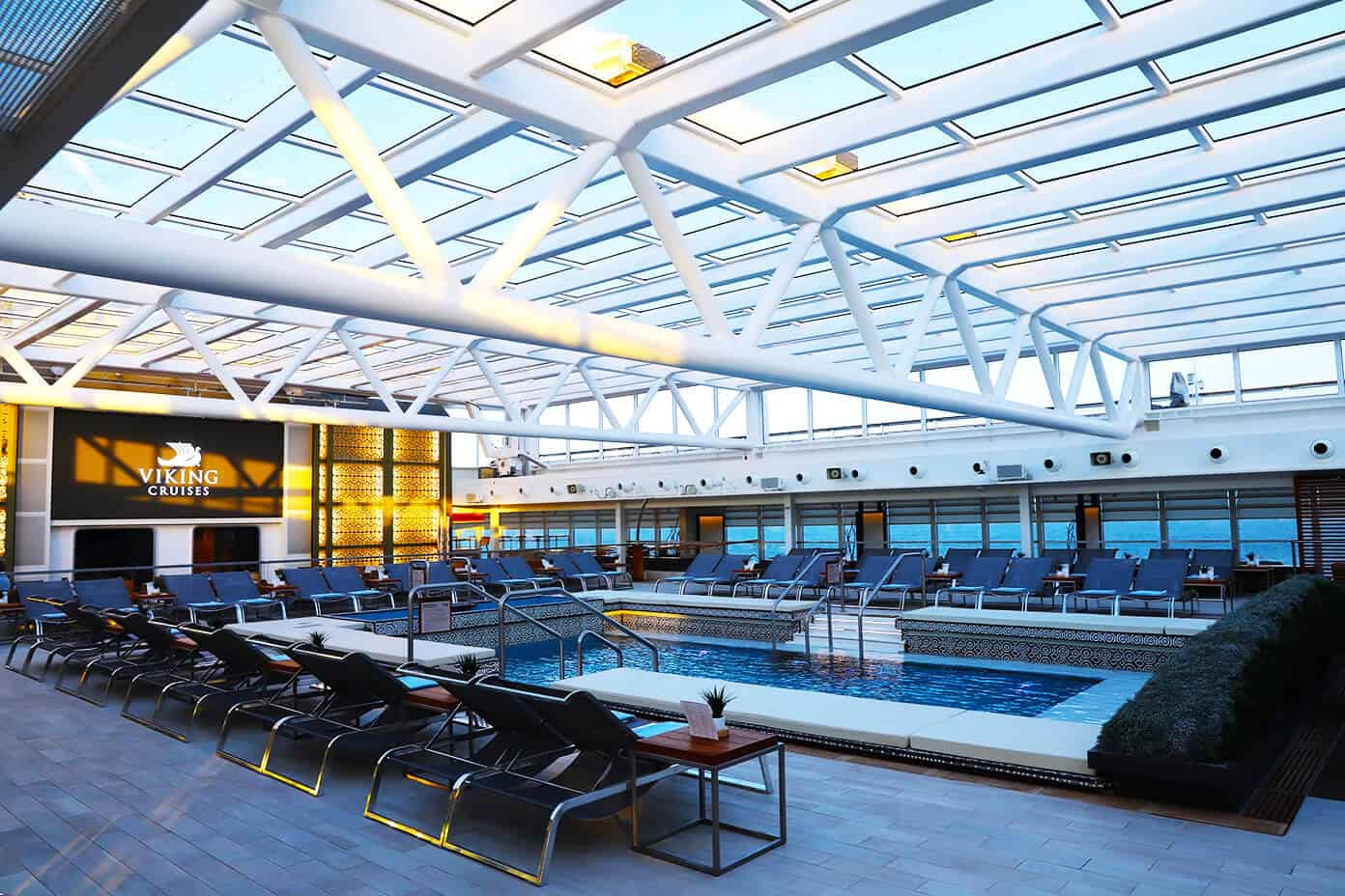 What to expect on a Viking Ocean Cruise! Lots of details about everything from the ship and staterooms, to the excursions, to the food, to our best tips and more. Plus, a recap of our visit to Stockholm, Tallin, St Petersburg, Helsinki and Berlin. | Gimme Some Oven #viking #cruise #travel #traveltips #sweden #estonia #russia #finland Pool and Hot Tub | Viking Star | Viking Ocean Cruise