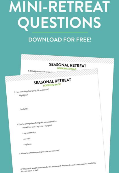 Seasonal Personal Mini-Retreat Questions | Available for free download